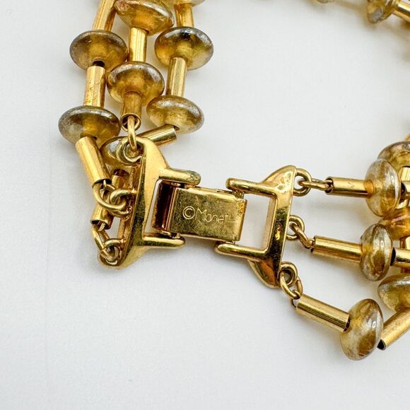 Vintage Monet 3-Strand Bracelet - Retro MCM Minimalist Glamour Layered Timeless - Picture 7 of 8